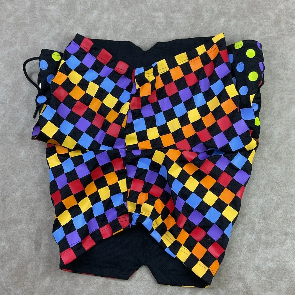 Nike Air Jordan Retro 3 Shorts AOP Basketball‎ Black MultiColor Check Men Sz 2XL